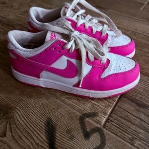 Nike Pink and White Dunk Low Sneakers